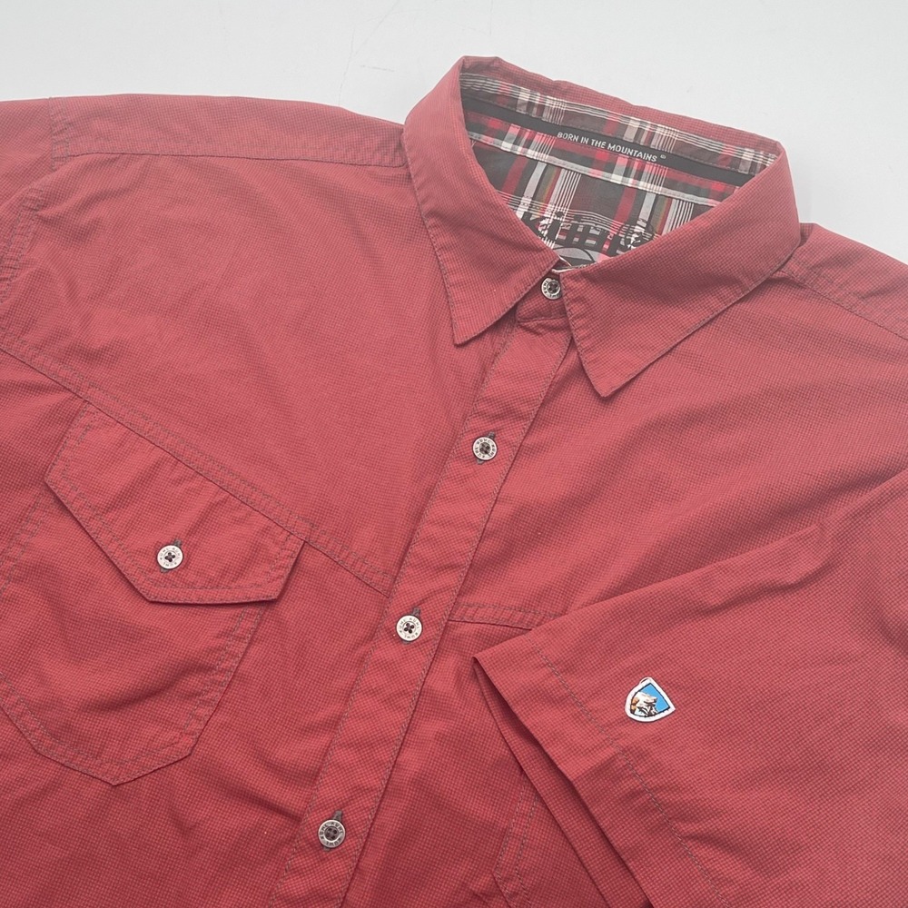 Kuhl Stealth Shirt Mens XXL Red Short Sleeve Button Down Hiking Outdoors Travel